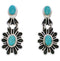 Southwest Silver Turquoise Flower Jewelry Earrings MW75962